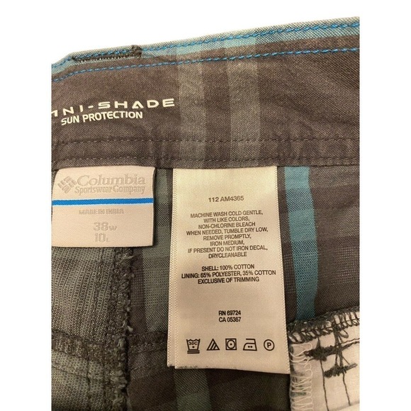 Columbia Omni-Shade Sun Protection Plaid Shorts 38W 10L Mens - Picture 7 of 9